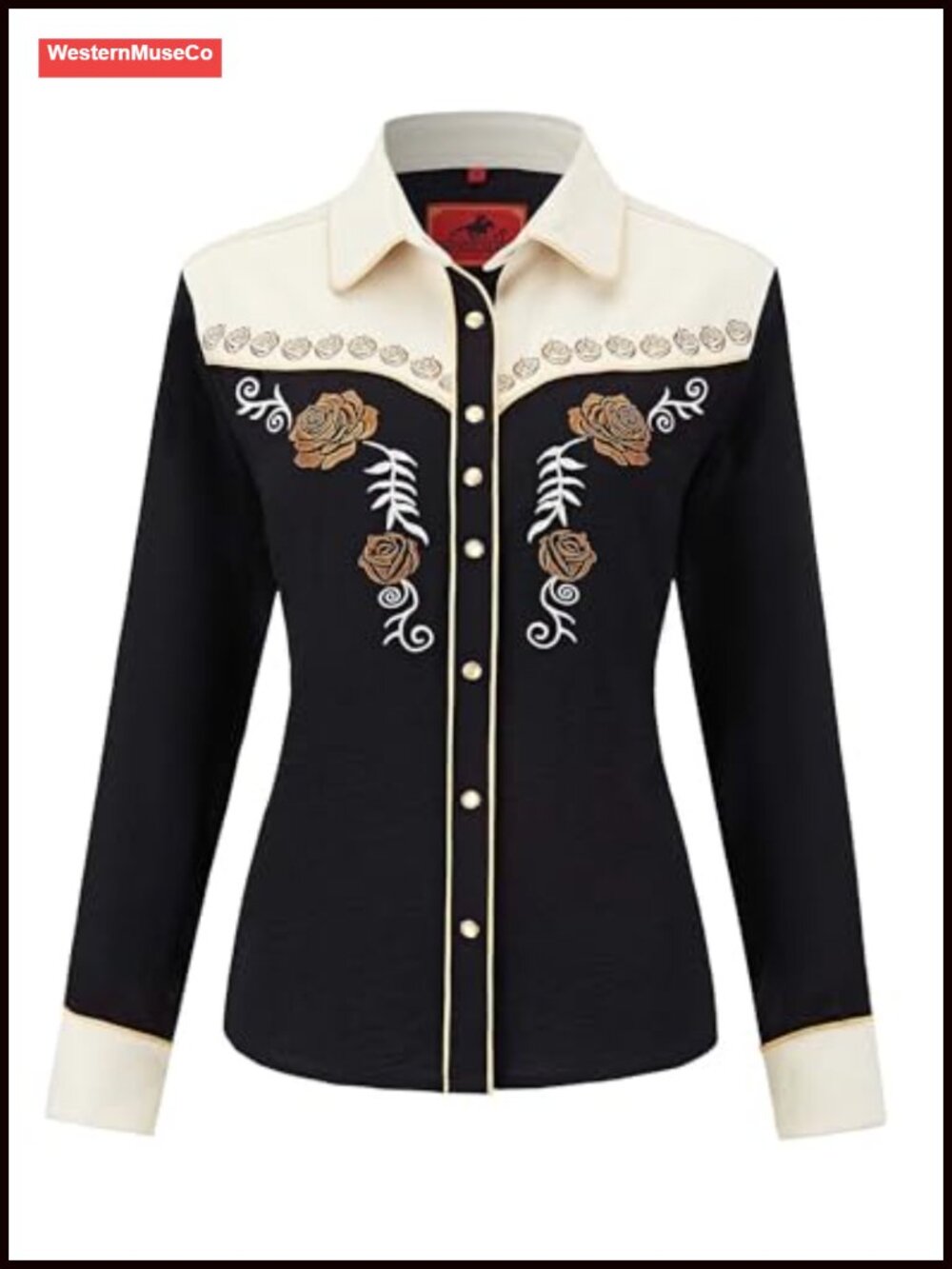 Women's Embroidered Western Cowgirl Snap Button Down Shirt Stretch Long Sleeve